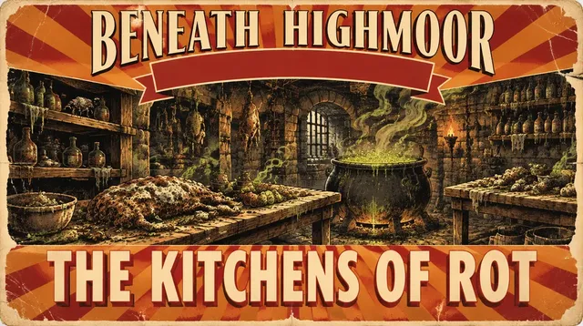 Floor 3 title card: The Kitchens of Rot, a painted matinee poster