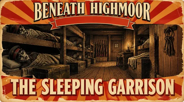 Floor 4 title card: The Sleeping Garrison, a painted matinee poster