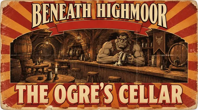 Floor 5 title card: The Ogre&rsquo;s Cellar, a painted matinee poster