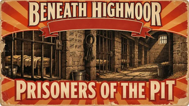 Floor 8 title card: Prisoners of the Pit, a painted matinee poster