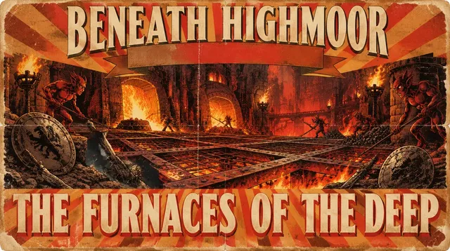 Floor 17 title card: The Furnaces of the Deep, a painted matinee poster