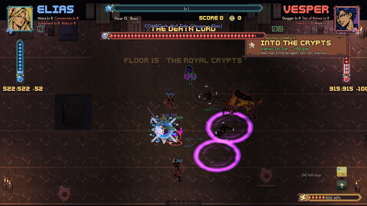 Elias and Vesper&rsquo;s Null Tide combo against the Death Lord in the Royal Crypts