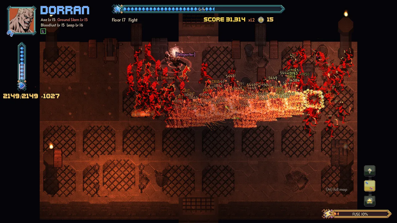 Dorran&rsquo;s axe cuts a line through a horde of imps in the Furnaces of the Deep