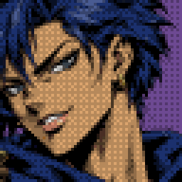 Vesper, a blue-haired cutthroat with a gold earring